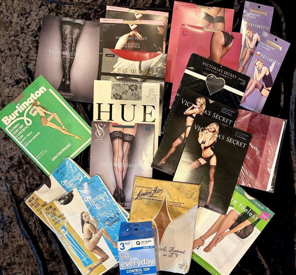 Hosiery Pantyhose Lot Vintage Victoria’s Secret Fredericks Mixed Brands Sizes